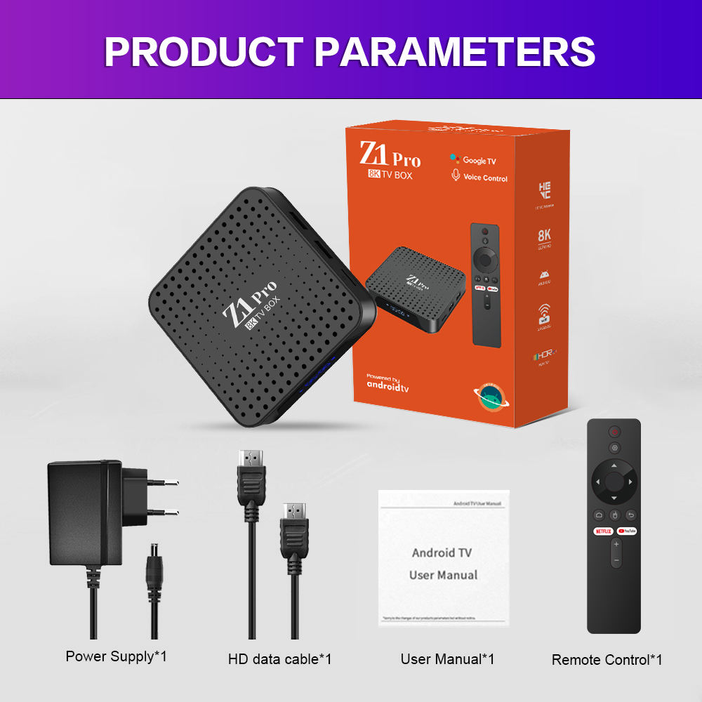 Newest Z1 PRO Android 10 TV Box, Smart 4K Support, 2GB RAM, 16GB