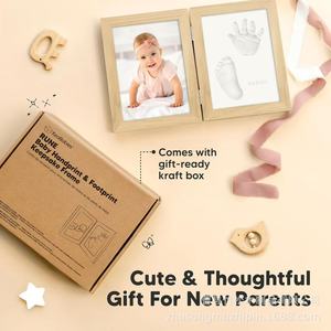 Wooden Newborn Hand Foot <b>Print</b> <b>Frame</b> 6x8 Inch Foldable Double Photo <b>Frame</b> For Baby Growth Commemoration - Product Image 4