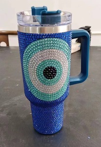 Bicchieri con Occhi del Diavolo in Cristallo 12 Colori, Bottiglie d'Acqua in Acciaio Inox 17oz con Strass - Product Image 2