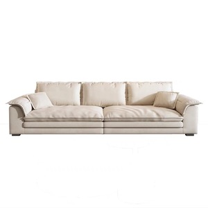 Sofá Moderno en Forma de Vela, Estilo Crema, Sofá Recto con Relleno de Plumón, Sofá de Tela Tecnológica Esmerilada para Sala de Estar - Product Image 5