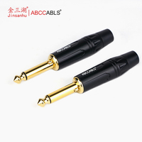 ABCCABLS T810J Prise audio mono TS 6,35 mm (1/4 pouce) plaquée or, connecteur jack mâle 2 pôles 6,35 pour guitare, haut-parleur, audio de scène