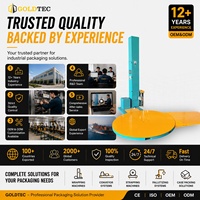 Machine d'emballage automatique de palettes Goldtec contrôlée par PLC, film étirable transparent en PE, enrouleur de palettes à plateau tournant avec rampe