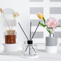 Fond épais de haute qualité 50ml 100ml 120ml 150ml 200ml Diffuseur de roseau en verre rond clair Bouteille d'aromathérapie avec couvercle