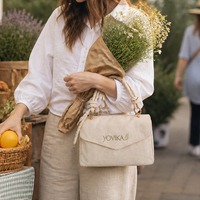 Tas Belanja Kanvas Custom Warna Solid Mini Persegi, Tas Jinjing Retro Reusable dengan Pegangan untuk Retail dan Penggunaan Sehari-hari