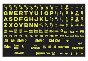 Chữ màu vàng sáng nền đen chung tiếng Anh Thư Bàn phím Sticker thích hợp cho máy tính máy tính xách tay máy tính xách tay bàn phím - Product Image 3