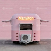 Remorque alimentaire mobile multifonctionnelle d'extérieur en fibre de verre et acier inoxydable, 4 roues, résistante à la rouille, garantie 1 an, isolée