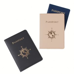Cartera Corta Unisex Clásica de Viaje con Cubierta de PU, Porta Pasaportes con Logotipo Estampado en Oro, Impermeable, Minimalista, 5 en 1, en Oferta - Product Image 1