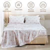Ensemble de draps de lit Queen en coton imprimé de plantes tropicales confortables et lisses, respirantes et mignonnes pour hôtel, faciles d'entretien, extra douces et confortables