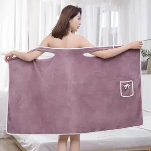 Handuk mandi wanita bulu karang, handuk mandi wanita penyerap air kuat serat mikro dewasa dapat dipakai