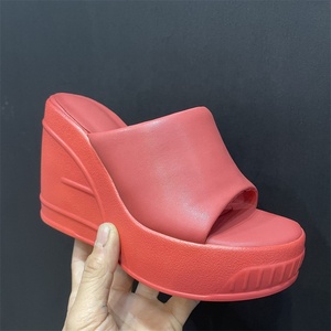 High Wedges Heel Thick-Soled Sandals Slippers Solid Color Slides Females Women Peep Toe Platform Heightening <b>Shoes</b> - Product Image 5