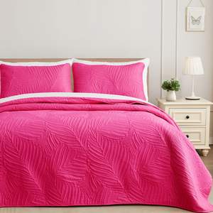 Queen Tamaño completo Patrón de hoja Rosa Colchas de microfibra suave Coverlets Edredones Juego de fundas de <span class=keywords><strong>cama</strong></span> para todas las estaciones - Product Image 2