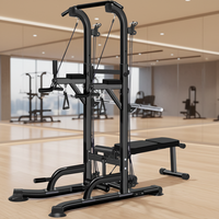CHENGMO SPORTS Gimnasio Fitness Multifuncional Pull Up Power Tower Station alta calidad Chin Up Station Dip Stand con prensa de banco