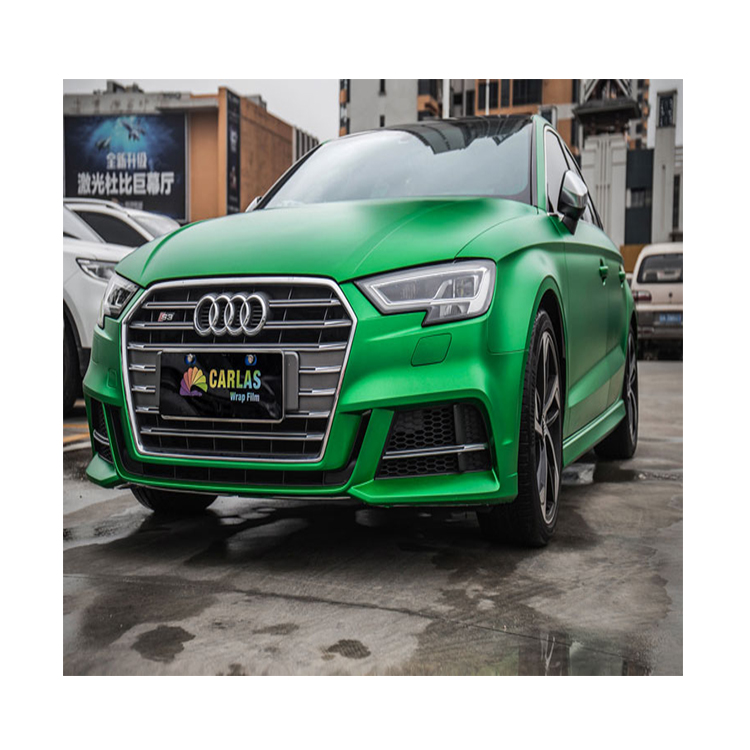 Carlas Зеленая атласная металлическая хромированная виниловая наклейка автомобильная защитная пленка виниловая пленка