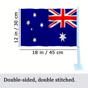 Drapeau de voiture australien, drapeau automobile AU avec clip de fixation pour fenêtre, en polyester écologique, conçu pour la décoration automobile - Product Image 2
