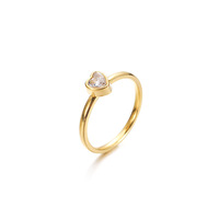 Bagues pour femmes en acier inoxydable, modernes et exquises, design cœur soudé 3D tendance, incrustations de pierres précieuses en diamant, cadeau