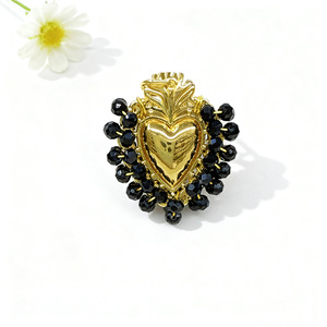 Ciondolo a Cuore Dorato Intrecciato con Perline di Miglio, Gioielli per Bracciali e Collane, Accessori Fai-da-<span class=keywords><strong>Te</strong></span>, Regalo di San Valentino - Product Image 5
