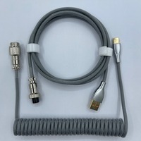Kabel USB C melingkar kustom untuk Keyboard game, kabel Keyboard mekanis lengan ganda dengan Aviator logam yang dapat dilepas, USB-C