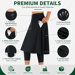 Womens Sport Skirt with Leggings Skirted Leggings Yoga Pants with Skirt Activewear Athletic Wear for Yoga Tennis