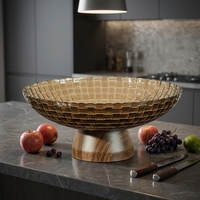 Hete Aanbieding Fabriek Groothandel Glaswerk Glazen Bord Vintage Stijl Amber Fruitbord