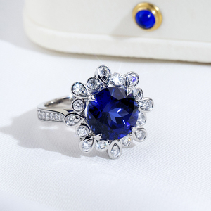 Anillo de Moda Messi Jewelry MSR-1905 PT950 con Zafiro Redondo, Anillo con Gema Azul - Product Image 3