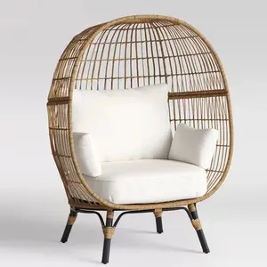 Moderne Outdoor Wicker Runde Schlafs ofa Licht Luxus Rattan Seil gewebt Nest Bird Chaise Lounge Outdoor Patio Möbel