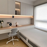 Armoire lit tatami en bois chinois, meuble intégré, personnalisation complète pour les solutions de mobilier d'appartement de petite taille