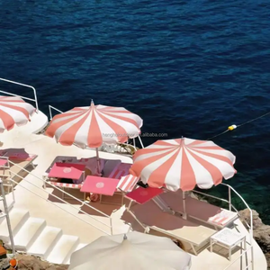 HH Heavy Duty Hawaii Bali Resort Pink and <span class=keywords><strong>White</strong></span> Stripe Pagoda <span class=keywords><strong>Patio</strong></span> Vieira Sombrilla de playa con borlas para jardín de hotel al aire libre - Product Image 4