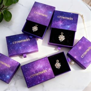 Slide Open Rigid Jewelry <b>Gift</b> <b>Box</b> with Ribbon Handle and Sponge Lining Eco-Friendly Protective Packaging for Rings - Product Image 1