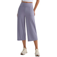 Pantalones Capri de Yoga de Cintura Alta con Efecto Segunda Piel, Pierna Ancha, Control de Abdomen, Pantalones de Entrenamiento de Nylon para Gimnasio, Comodidad de Segunda Piel