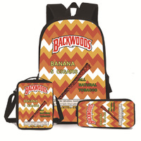 Sac à dos scolaire personnalisé avec impression 3D intégrale, Cookie Backwoods RAW Runtz Smoke Shop, sac à dos de voyage pour hommes et femmes, ensemble 3 en 1