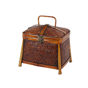 Handmade Bamboo Woven Tea Storage Box Rectangle Chinese Zen Style Living Room Use Food Container - Product Image 5