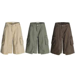 11KN Customizable American-style Vintage Washed Wide Leg Cargo <strong>Shorts</strong> - Loose Fit Denim Pants | Factory Direct Wholesale - Product Image 4