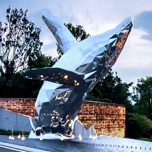 Estatua de Ballena de Acero Inoxidable para Exteriores, Diseño Moderno y Duradero, Color Personalizado, Escultura Decorativa Artesanal para Montar en el Suelo - Product Image 1