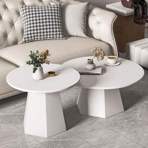 Juego de Mesa de Centro Redonda Moderna con Tapa de Mármol, Muebles para Sala de Estar, Diseño para Apartamentos Pequeños - Product Image 3