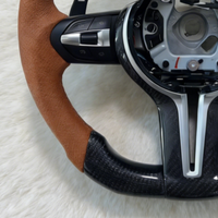 Volant de voiture en fibre de carbone pour BMW M3 M4 M5 M6 E81 E87 E82 E88 E90 E91 E92 E93 F30 F32 F10 F20 F07 F01 F82 Cuir marron