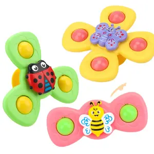 Entrega rápida 3PCS set Ansiedad Animal Bath Toy Busy Bugs Spinner Fingertip Insect Sucker Flower Fidget Ventosa Spinner Toy