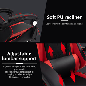 Gaming Chair PU Leather Ergonomic Reclining Swivel Office <b>Desk</b> Chair With Neck Pillow And Footrest - Product Image 4