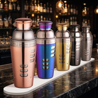 Shaker à cocktails en acier inoxydable de 700 ml gravé avec une recette, multicolore, anti-fuite, pour barman à domicile