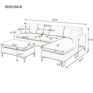 Sofá Moderno y Elegante en Forma de L, Tapizado en Terciopelo, para Sala de Estar - Product Image 6