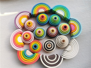 Cầu Vồng Pastel Xếp Chồng Màu Gỗ Lồng Bát Khối Montessori Đồ Chơi Sớm Cho Bé - Product Image 6