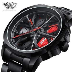 Montre sport pour homme SVJ 2058, design de jantes de voiture, étanche, quartz, acier inoxydable, cadran en forme de jante. - Product Image 4