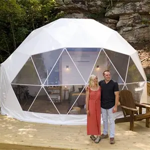 8m Transparent PVC Geodesic Dome House Luxury Clear Glamping Event Tent Waterproof Fabric Wedding Exhibition Marquee