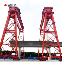 Grue portique à double poutre de 900 tonnes, équipée d'un moteur à roulement PLC et de pneus en caoutchouc, pour le levage de poutres préfabriquées en extérieur sur ponts
