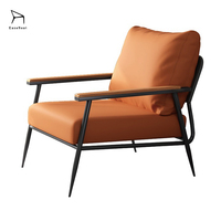 Fabricant de chaises de salle à manger modernes Canapé en cuir orné de pieds en métal Fauteuil de salon Fauteuil de canapé en velours imperméable et durable