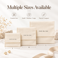 Pochette d'emballage pour bijoux en coton naturel, personnalisable avec logo OEM/ODM, étanche, écologique, à bords renforcés pour le rangement des bagues