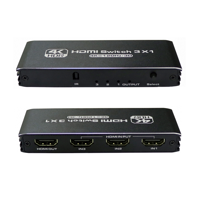 Justlink 3 Port HDMI 2.0 Switch 4K120Hz HDR Auto-Switching 3 in 1 Out with IR Remote for PS5 Xbox Monitor TV