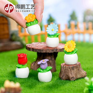 กระถางดอกไม้เรซินขนาดเล็กพร้อมดอกไม้หลากสีสันสำหรับตกแต่งสวนบนโต๊ะ - Product Image 2
