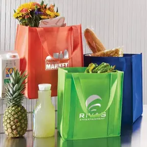 カスタム高品質安い食料品ギフト不織布トートバッグ再利用可能なリサイクルショッピング不織布トートバッグ印刷ロゴ付き