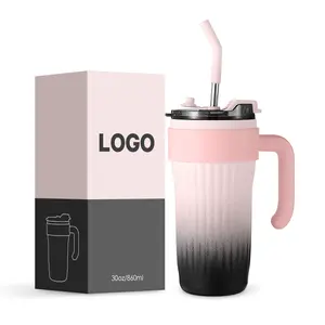 Free Sample 860ML Stainless Steel Vacuum Insulated Tumbler MUG With Lid And Straw For Water Iced Tea Or Coffee