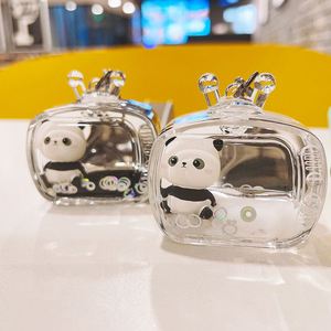 2024 Hew Cute Creative Acrylic Keyring Key Chain Ring Oil <b>Floating</b> Doll Panda <b>Bubble</b> Boba Quicksand Milk Tea Cup Liquid Keychain - Product Image 3